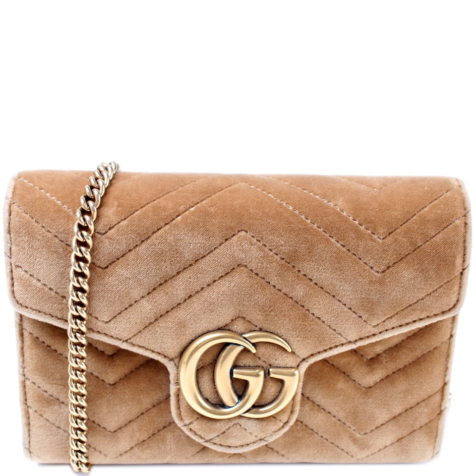 Gucci 474575 Marmont Velvet Chain Wallet Bag