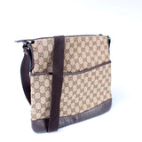 Gucci 145857 GG Canvas Flat Messenger Medium Bag