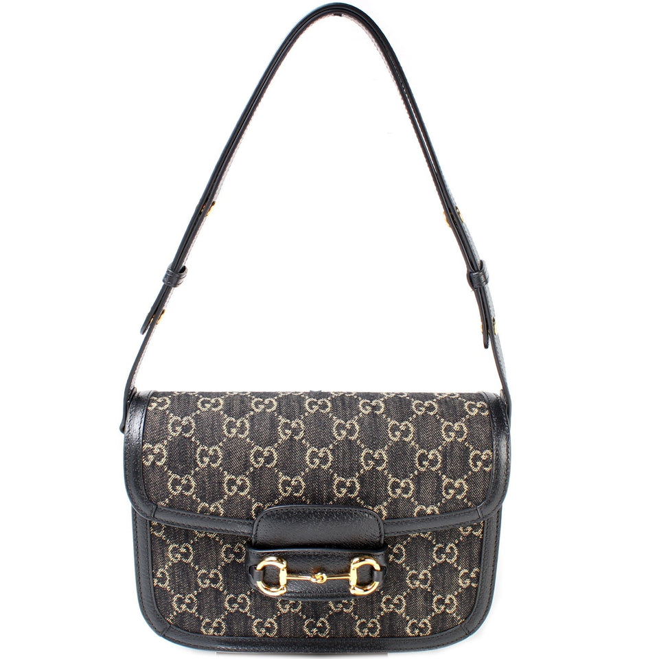 Gucci 602204 Horsebit 1955 Denim Shoulder Bag