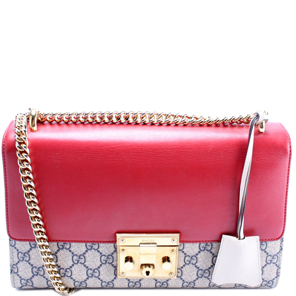 Gucci 409486 Padlock GG Leather Shoulder Medium Bag