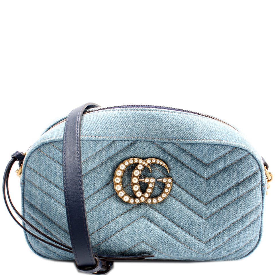 Gucci 447632 Marmont Small Denim Camera Bag
