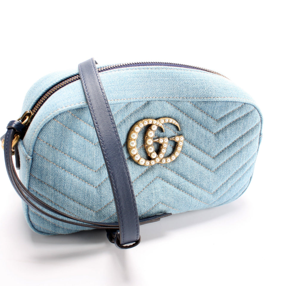 Gucci 447632 Marmont Small Denim Camera Bag