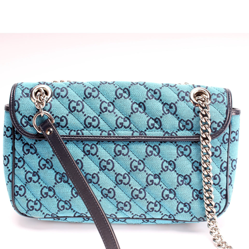 Gucci 443497 Marmont Shoulder Quilted Canvas Small Flap Bag