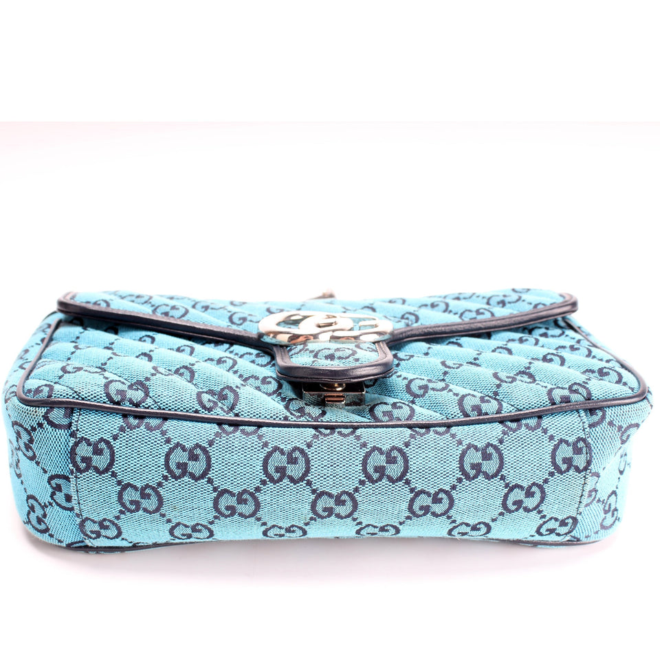 Gucci 443497 Marmont Shoulder Quilted Canvas Small Flap Bag
