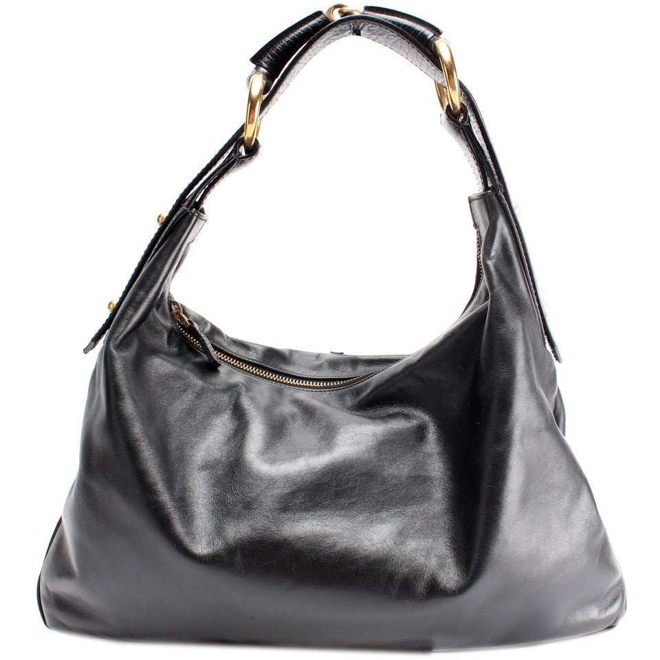 Gucci 115867 Horsebit Leather Hobo Bag