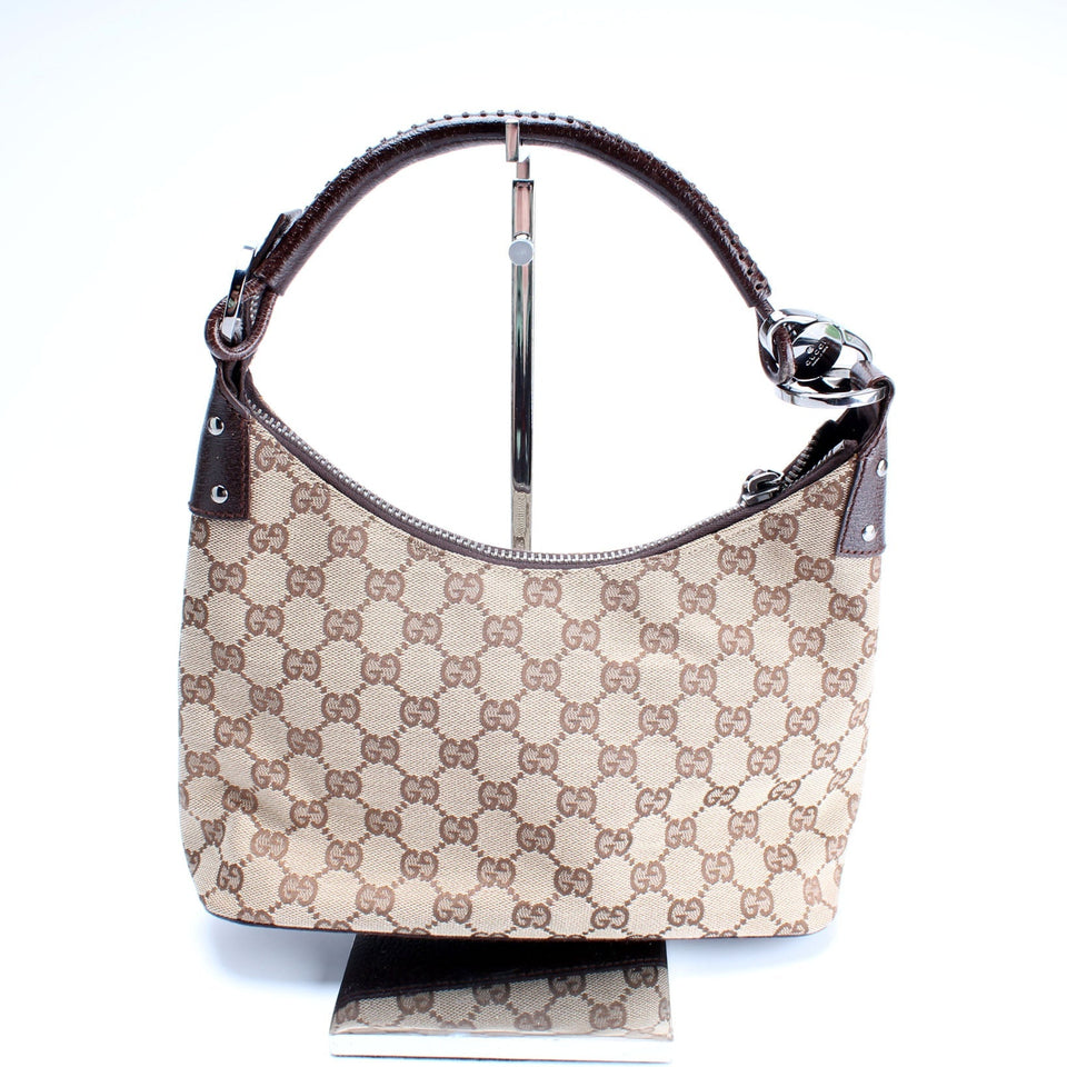 Gucci 115002 GG Canvas Classic Ring Hobo Bag