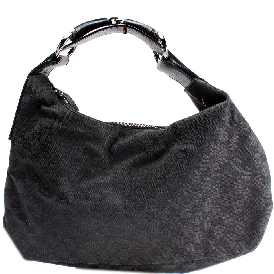 Gucci 115867 Horsebit GG Canvas Hobo Bag
