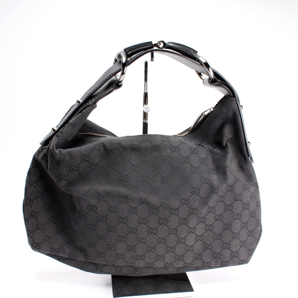 Gucci 115867 Horsebit GG Canvas Hobo Bag