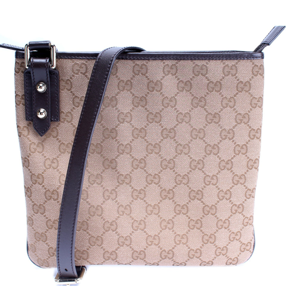 Gucci 257246 GG Canvas Flat Messenger Bag