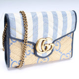 Gucci 474575 Marmont Raffia Chain Wallet Bag
