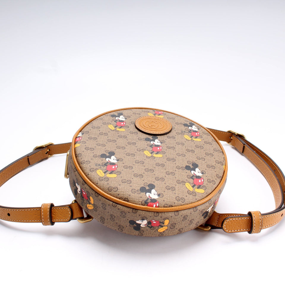 Gucci 603730 X Disney GG Supreme Mickey Mini Round Backpack Bag