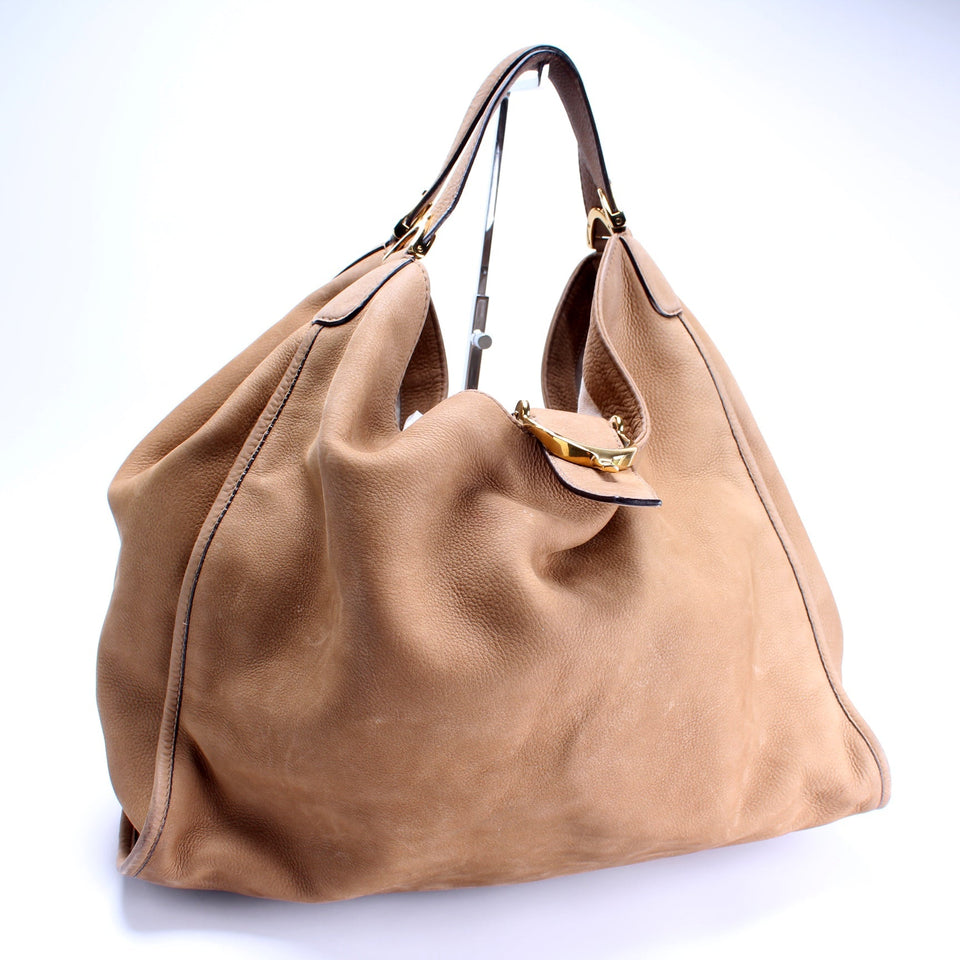 Gucci 296855 Horsebit Large Hobo Nubuck Bag