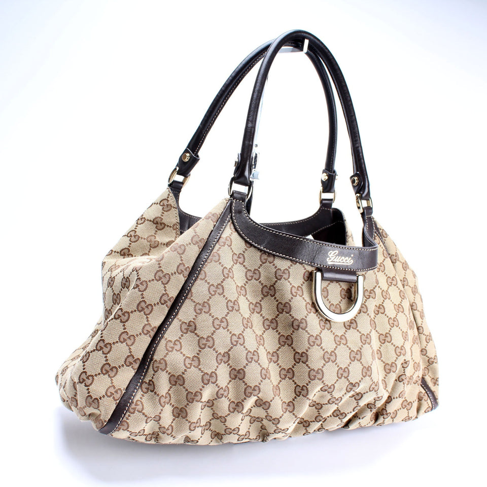 Gucci 189835 GG Canvas Abbey D Ring Large Hobo Bag