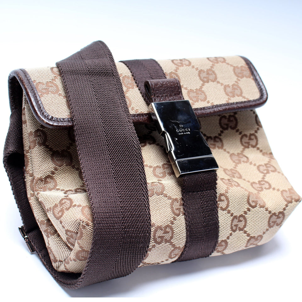 Gucci 131236 GG Canvas Small Buckle Belt Bag