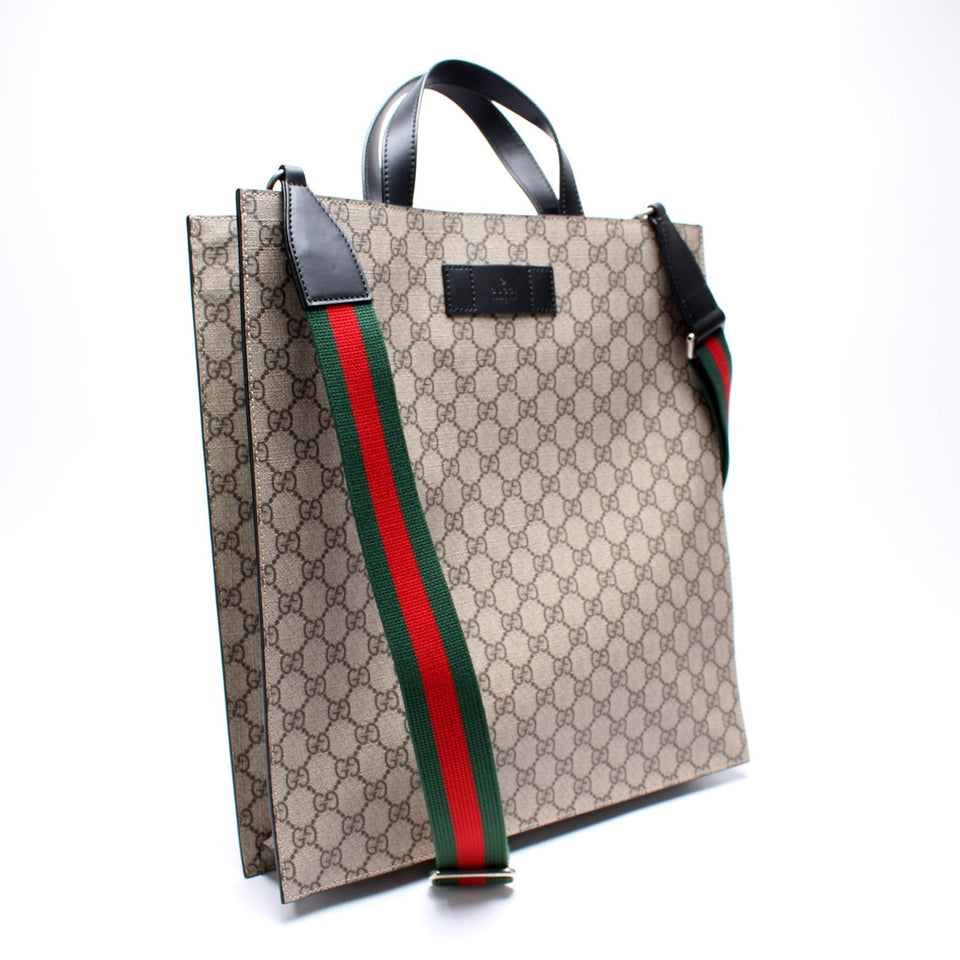 Gucci 456217 GG Supreme Web Vertical Tote Bag