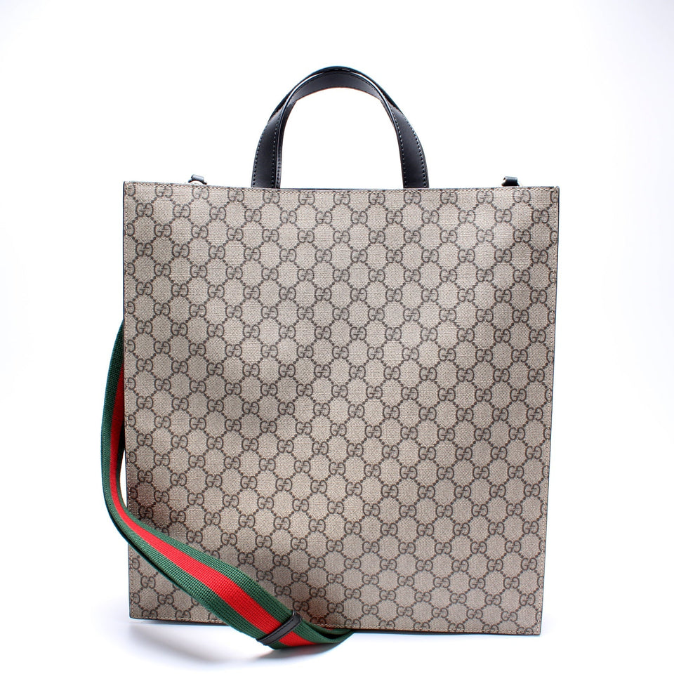 Gucci 456217 GG Supreme Web Vertical Tote Bag