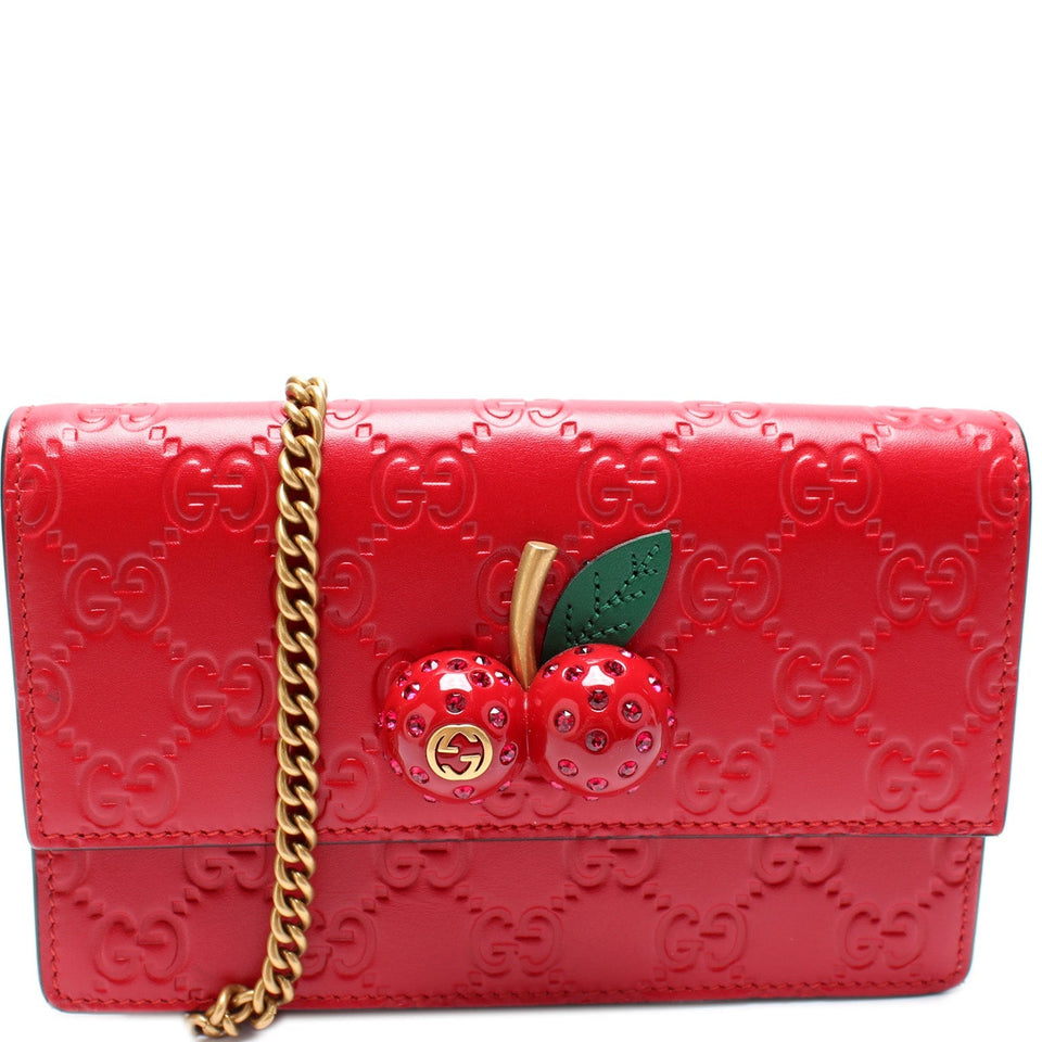 Gucci 481291 GG Leather Cherries Mini Chain Bag