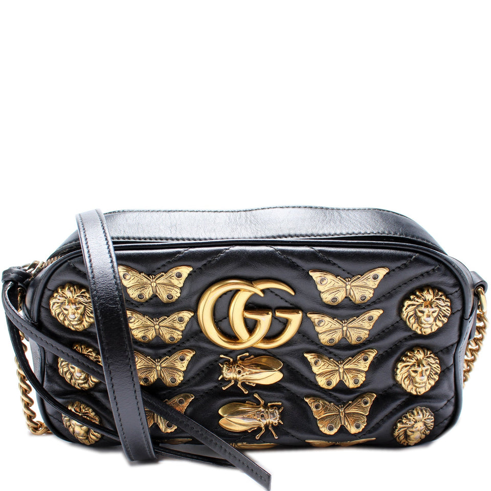 Gucci 447632 Marmont Small Leather Camera Animal Studs Bag