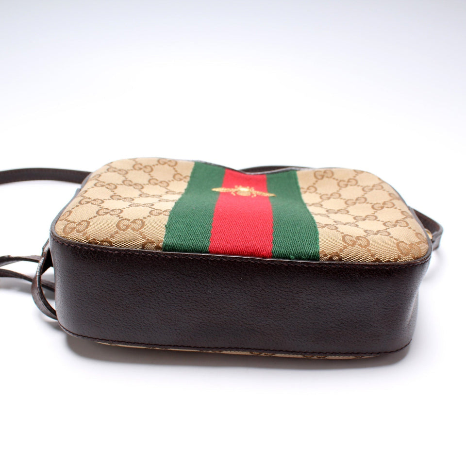 Gucci 412008 GG Canvas Bee Camera Bag