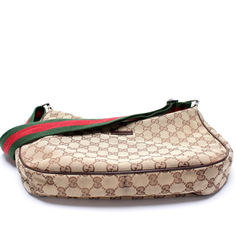 Gucci 122790 Shelly Web Crossbody GG Canvas Bag