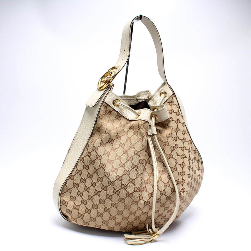 Gucci 223951GG Canvas Interlocking Icon Drawstring Hobo Bag