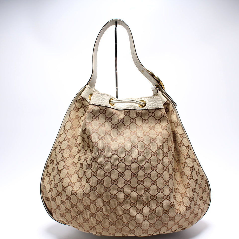 Gucci 223951GG Canvas Interlocking Icon Drawstring Hobo Bag