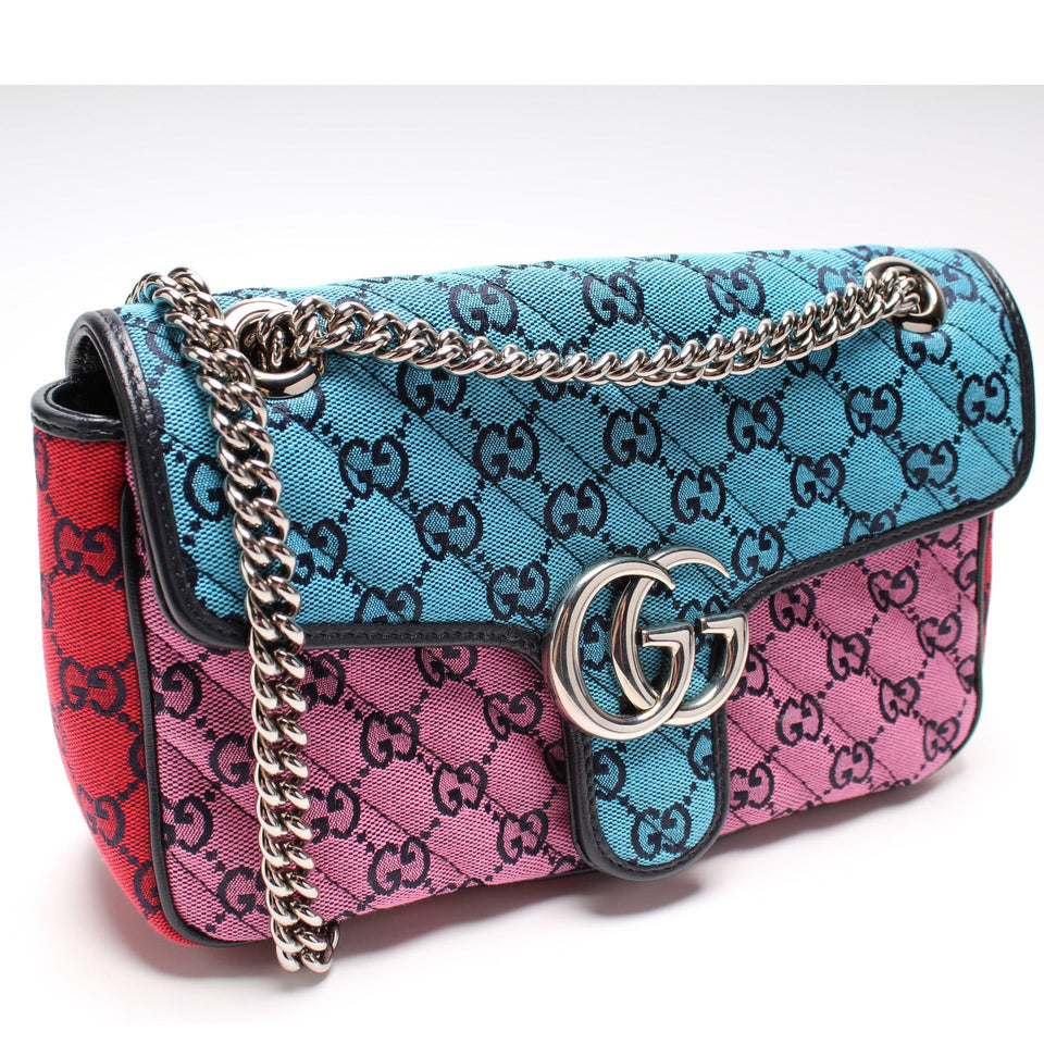 Gucci 443497 Marmont Shoulder Quilted Canvas Small Flap Bag