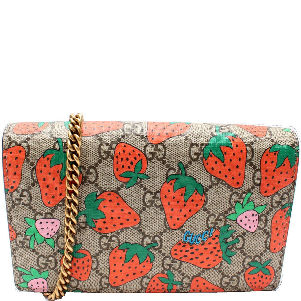Gucci 573848 GG Strawberry Chain Wallet Bag