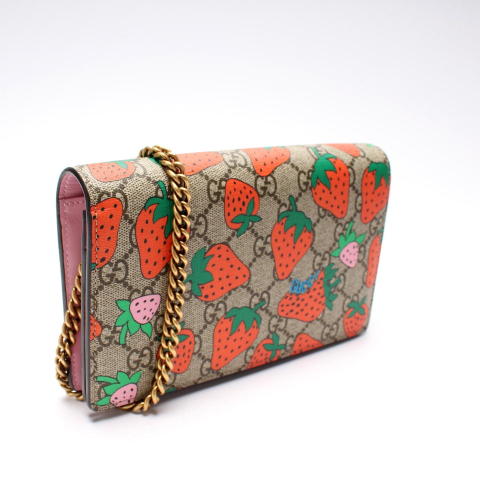 Gucci 573848 GG Strawberry Chain Wallet Bag