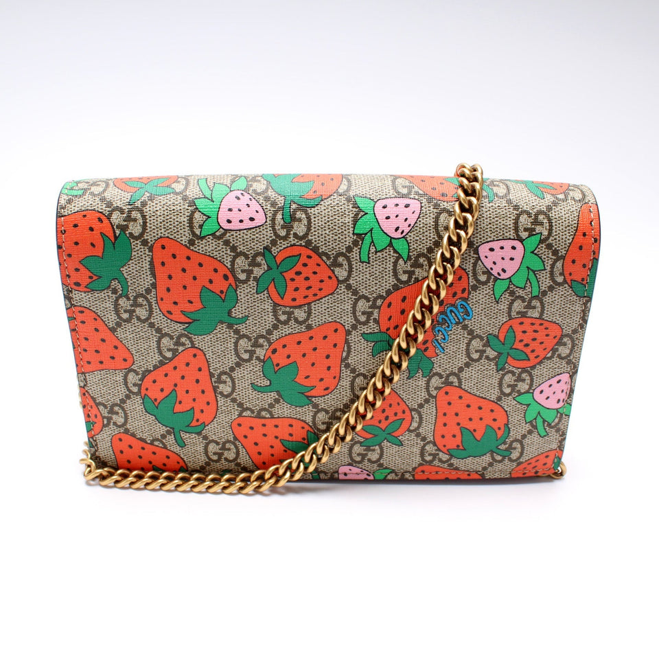 Gucci 573848 GG Strawberry Chain Wallet Bag
