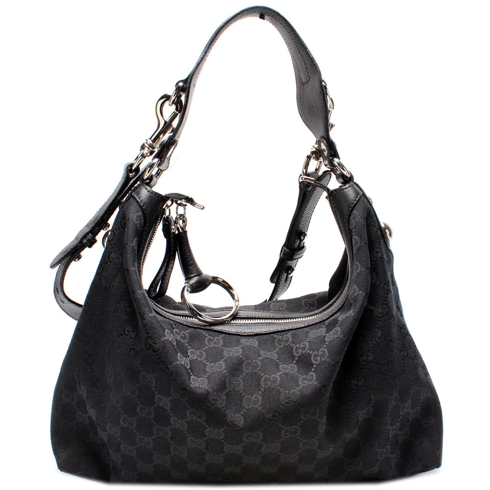 Gucci 232961 GG Canvas Medium Icon Bit Hobo Bag