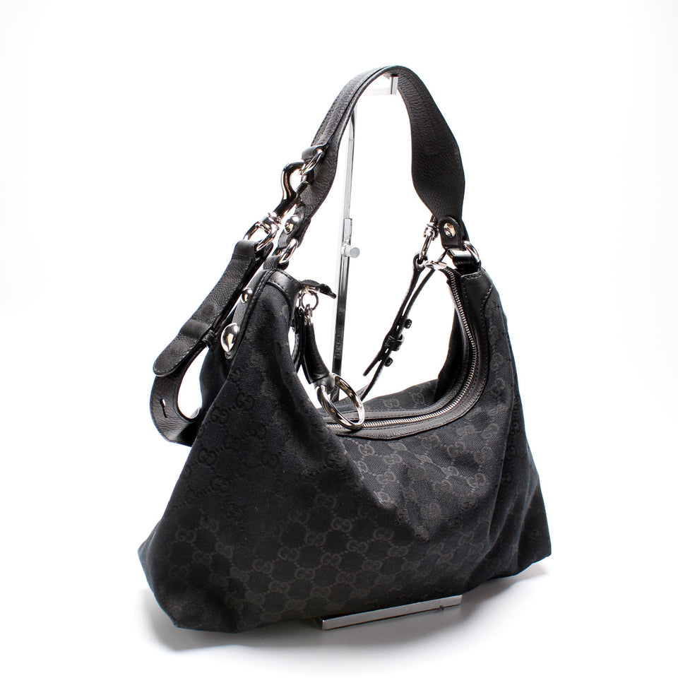 Gucci 232961 GG Canvas Medium Icon Bit Hobo Bag