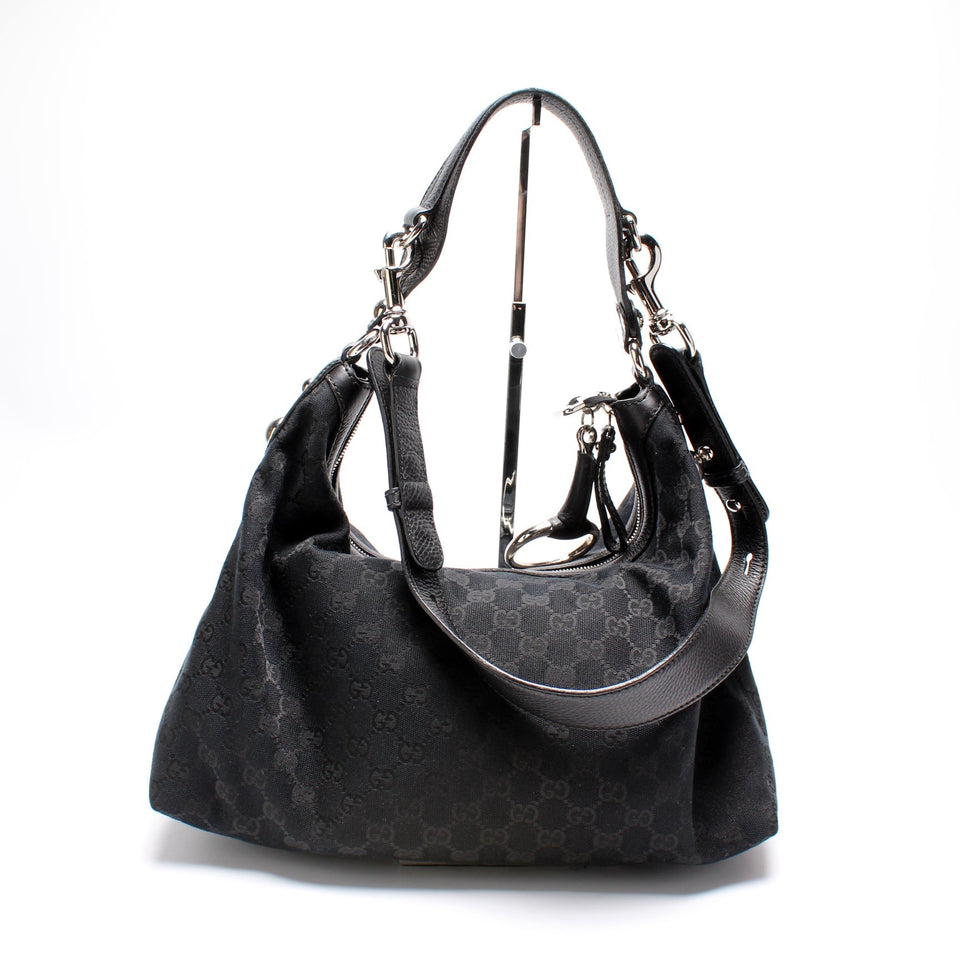 Gucci 232961 GG Canvas Medium Icon Bit Hobo Bag