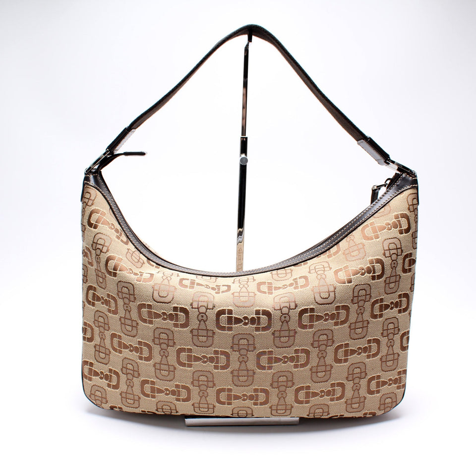 Gucci 211523 Horsebit Canvas Hobo Bag