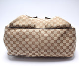 Gucci 161836 GG Canvas Web Handle Double Pocket Tote Bag