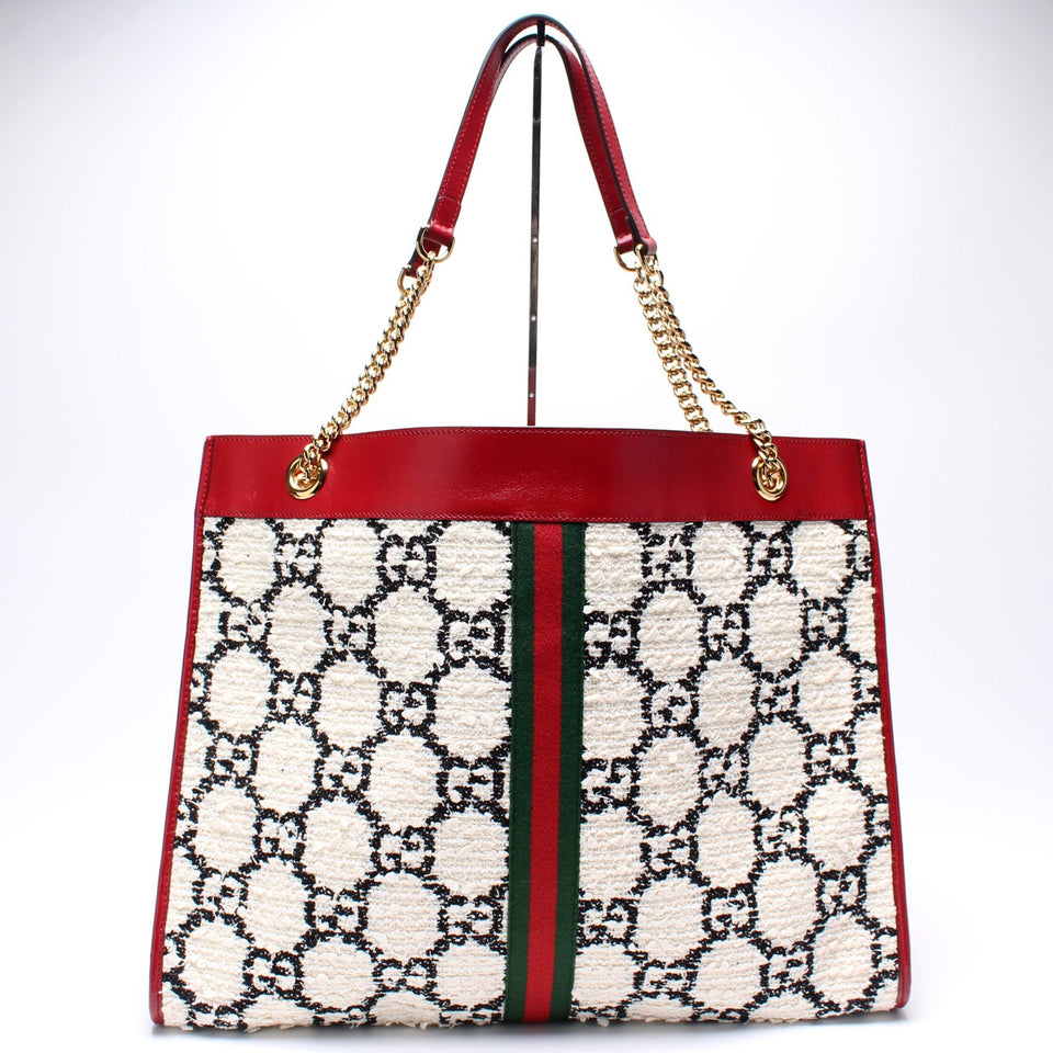 Gucci 537219 Tweed Rajah Chain GG Tote Bag