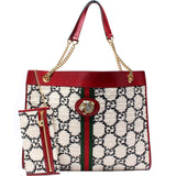 Gucci 537219 Tweed Rajah Chain GG Tote Bag