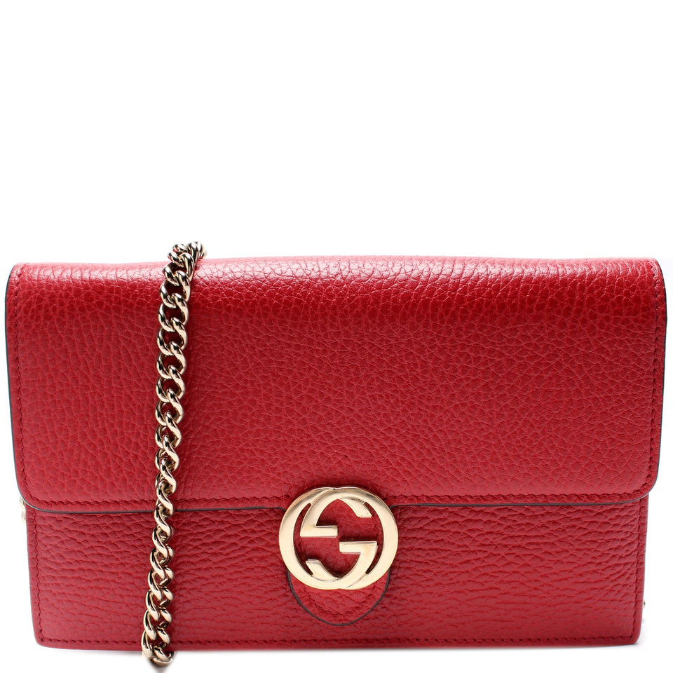 Gucci 615523 Dollar Calfskin Interlocking GG Chain Wallet Bag