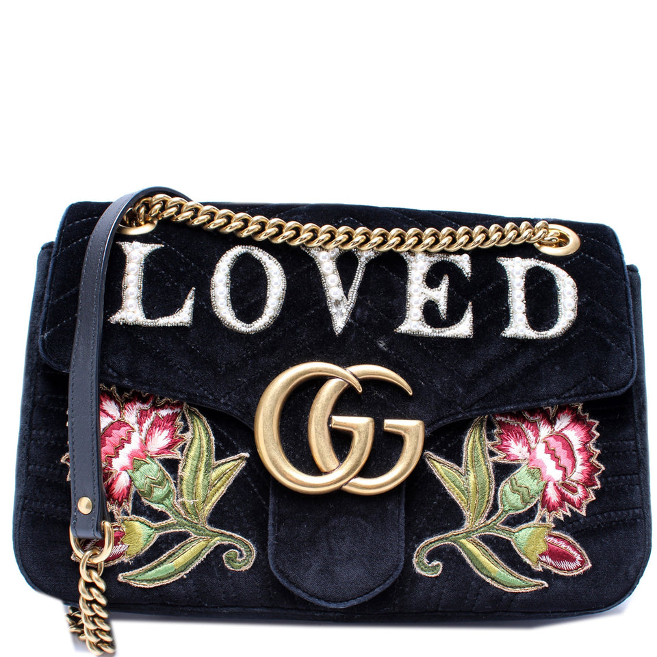 Gucci 443496 Marmont Velvet Loved Shoulder Medium Bag