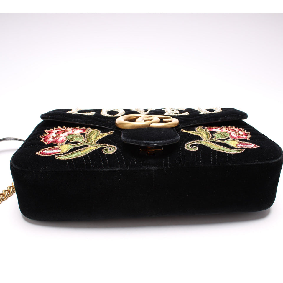 Gucci 443496 Marmont Velvet Loved Shoulder Medium Bag
