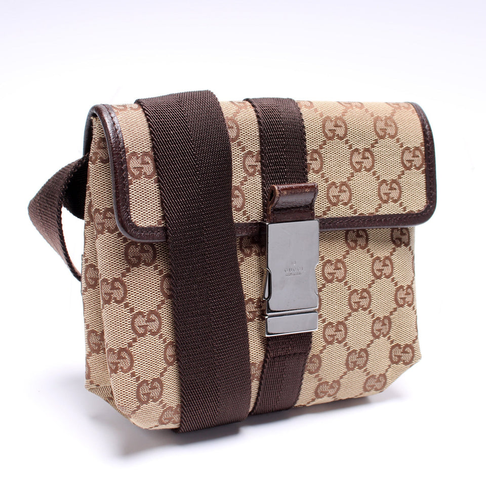 Gucci 131236 GG Canvas Small Buckle Belt Bag