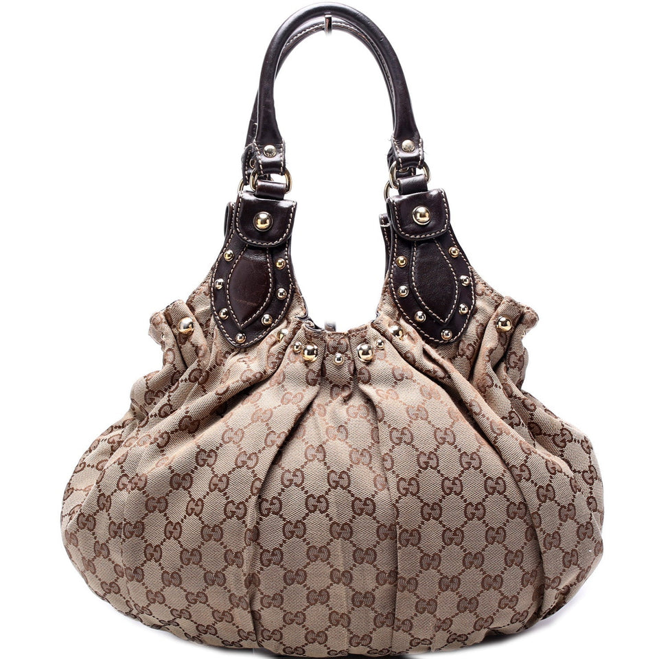 Gucci 203624 GG Canvas Studded Pelham Medium Bag