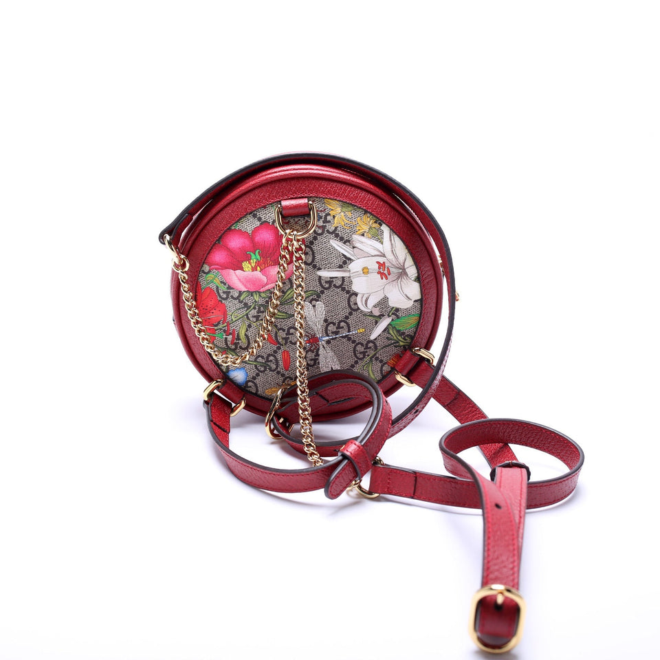 Gucci 598661 Ophidia Web Mini Flora Round Backpack Bag