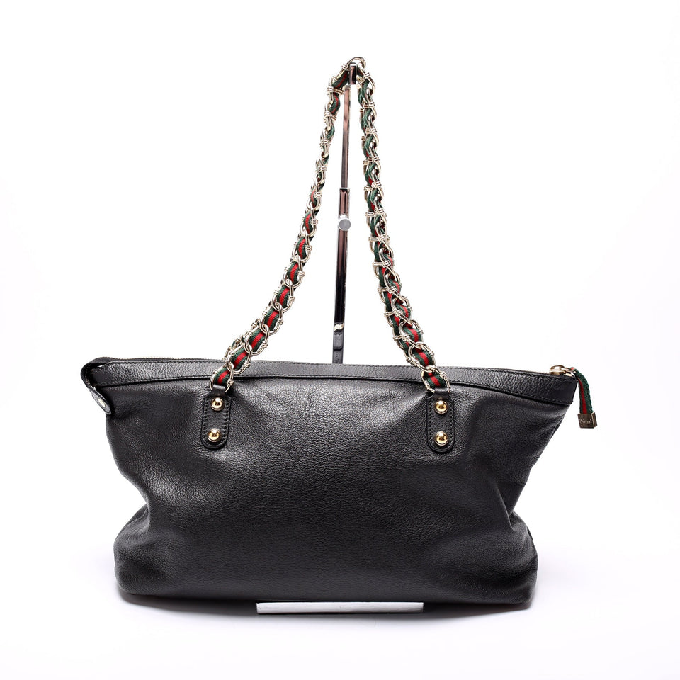Gucci 153016 Capri Web Chain Leather Shoulder Bag