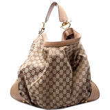 Gucci 203542 GG Canvas Jockey Hobo Bag