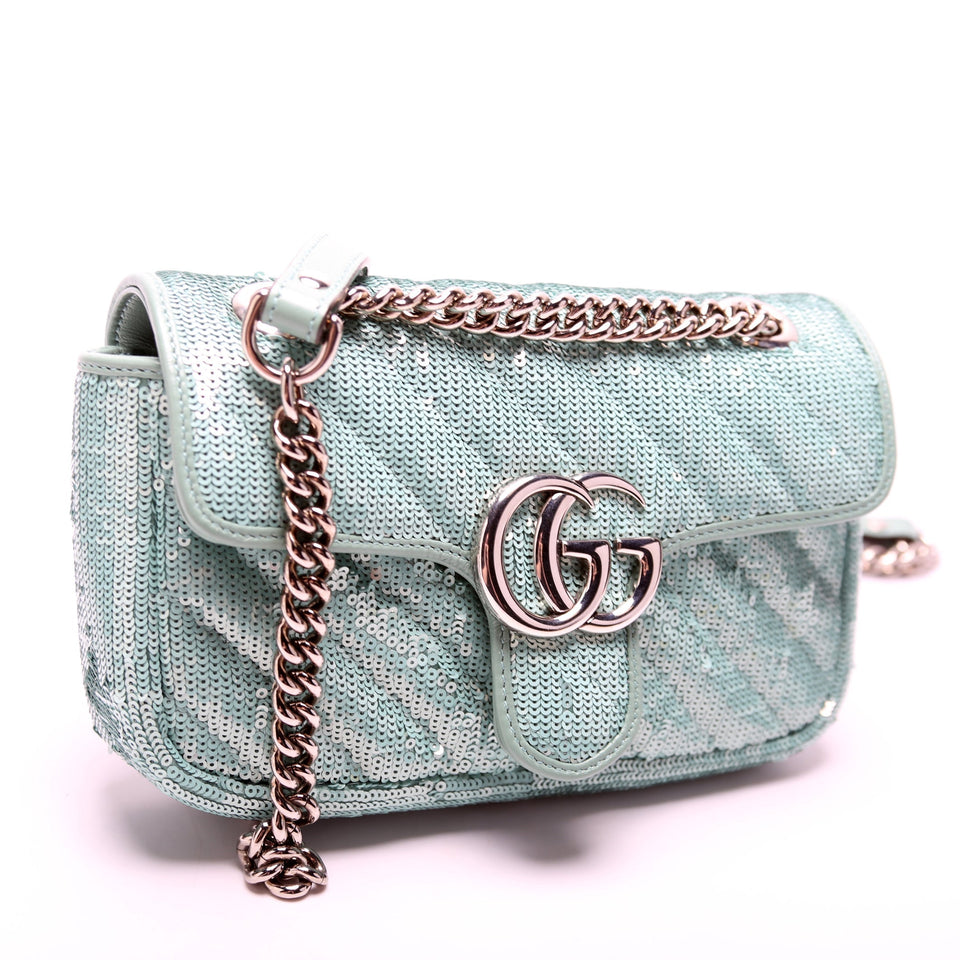 Gucci 446744 Marmont Sequin Shoulder Mini Flap Bag