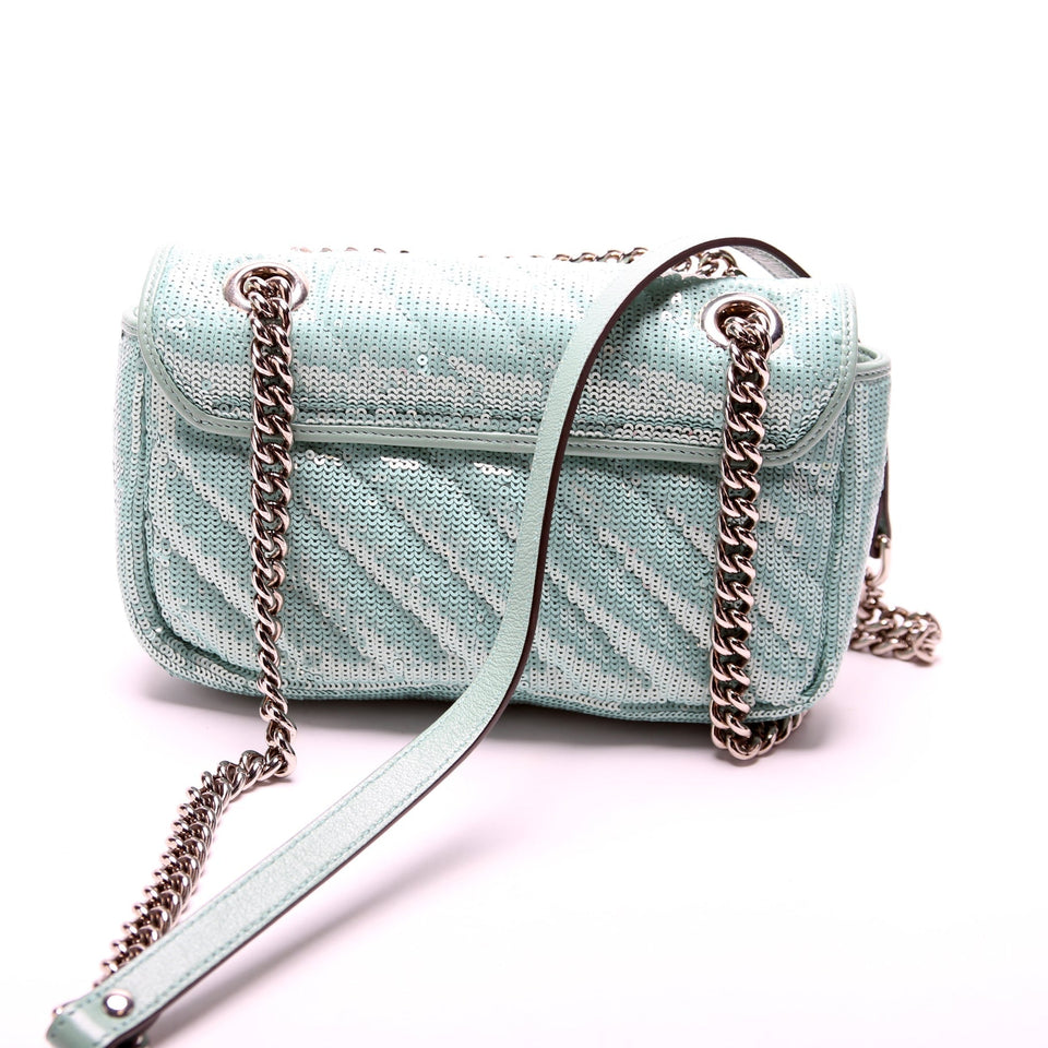Gucci 446744 Marmont Sequin Shoulder Mini Flap Bag