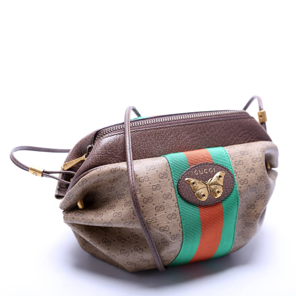 Gucci 564582 GG Supreme New Candy Butterfly Web Crossbody Bag