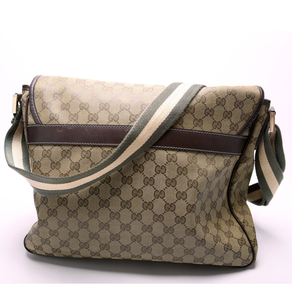 Gucci 233052 GG Coated Canvas Medium Messenger Flap Bag