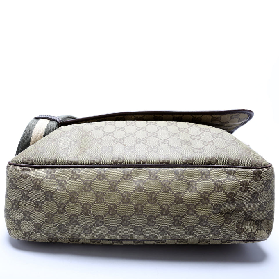 Gucci 233052 GG Coated Canvas Medium Messenger Flap Bag
